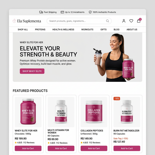 Mockup 1 — Home premium Ela Suplementa